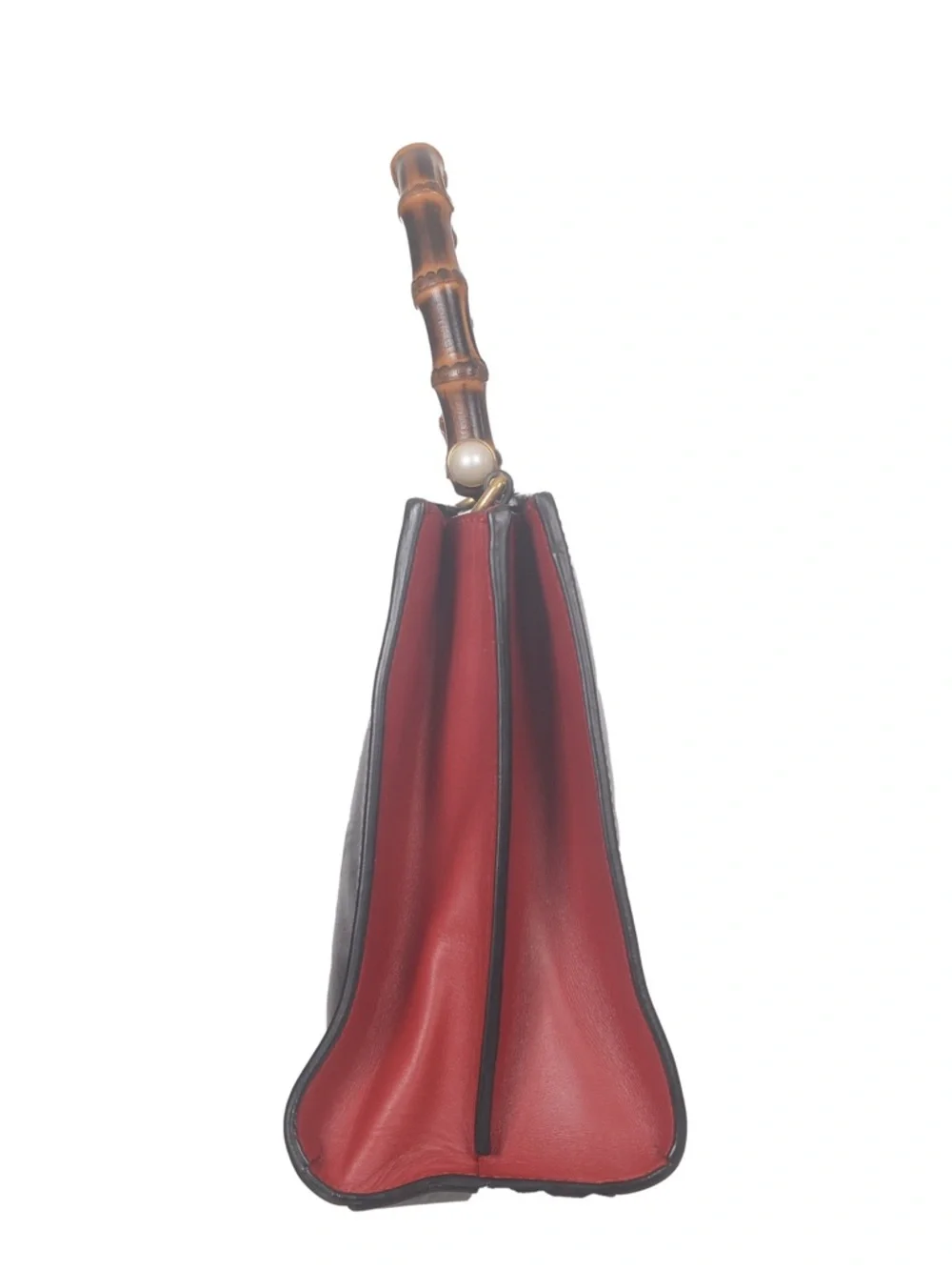 ♥️Gucci Black Leather Nymphaea Bamboo Top-Handle Leather Satchel♥️ - Picture 2 of 16